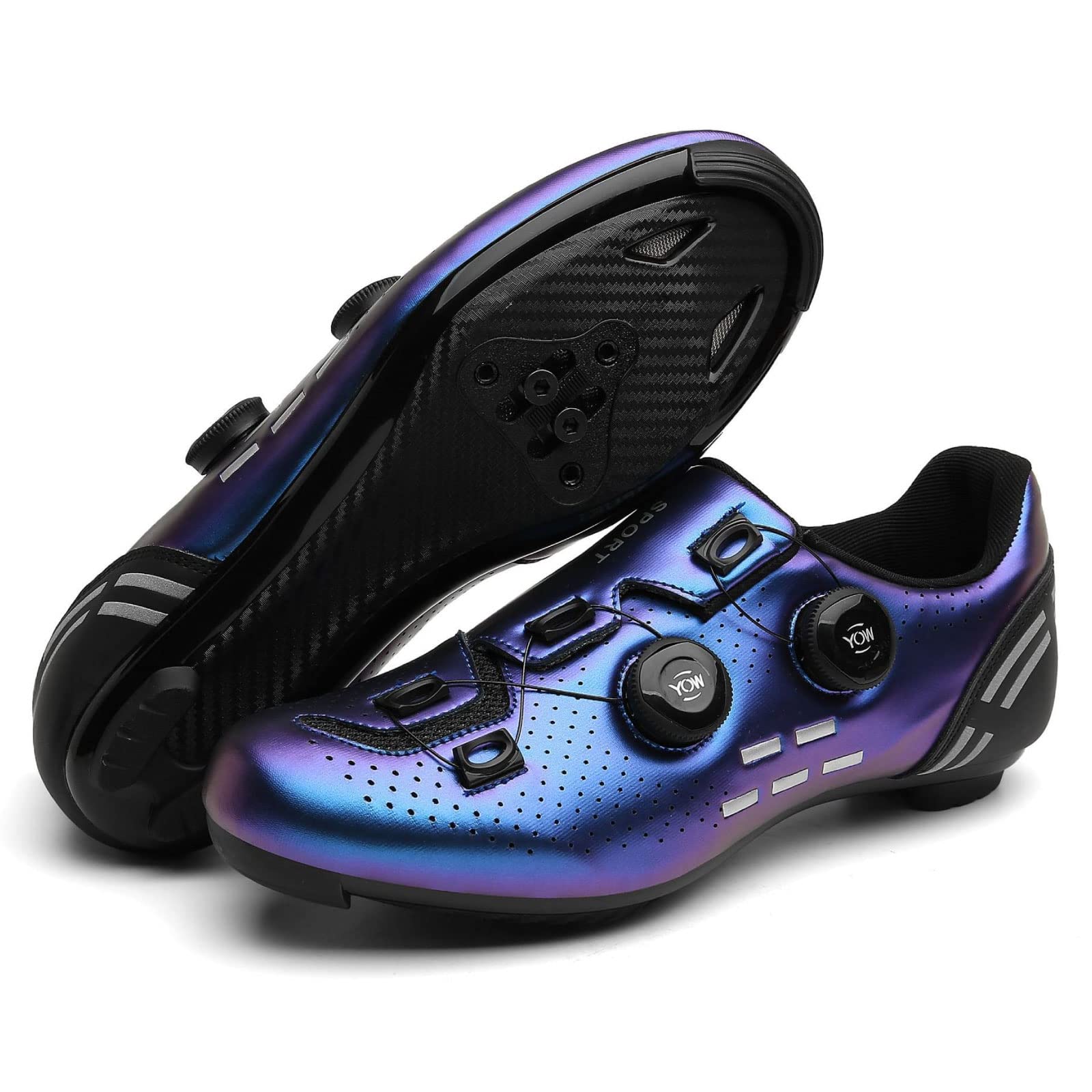 

morytrade Road Shoes with Bindings, SPD SL Look Compatible (Blue, Size 27.5cm)