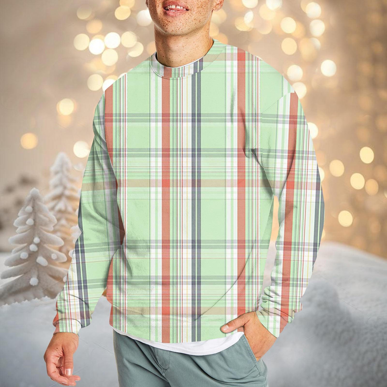 

Мужская повседневная мода удобная клетчатая круглая горловина пуловер толстовка свитшот S