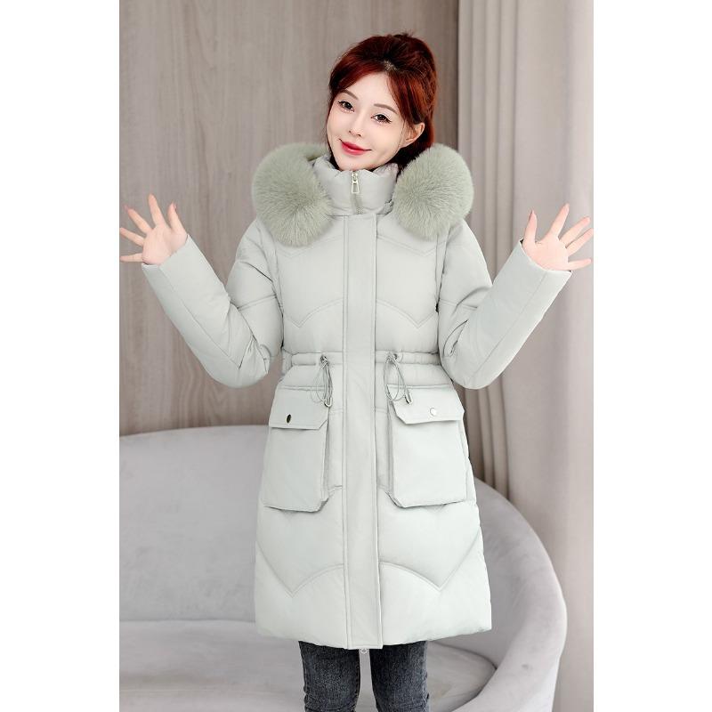 

Хлопковая куртка со съемными рукавами для женских удлиненных моделей, новая зимняя утолщенная хлопковая куртка с большим меховым воротником для женщин 3XL