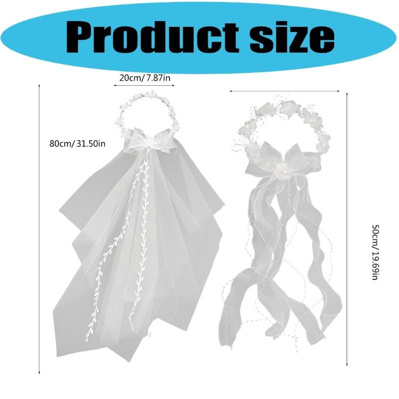 Handmade Vine Bridal Wreath Veil Headwear Features 3D Floral Accent Lightweight Comfort for Extended Wedding Wear