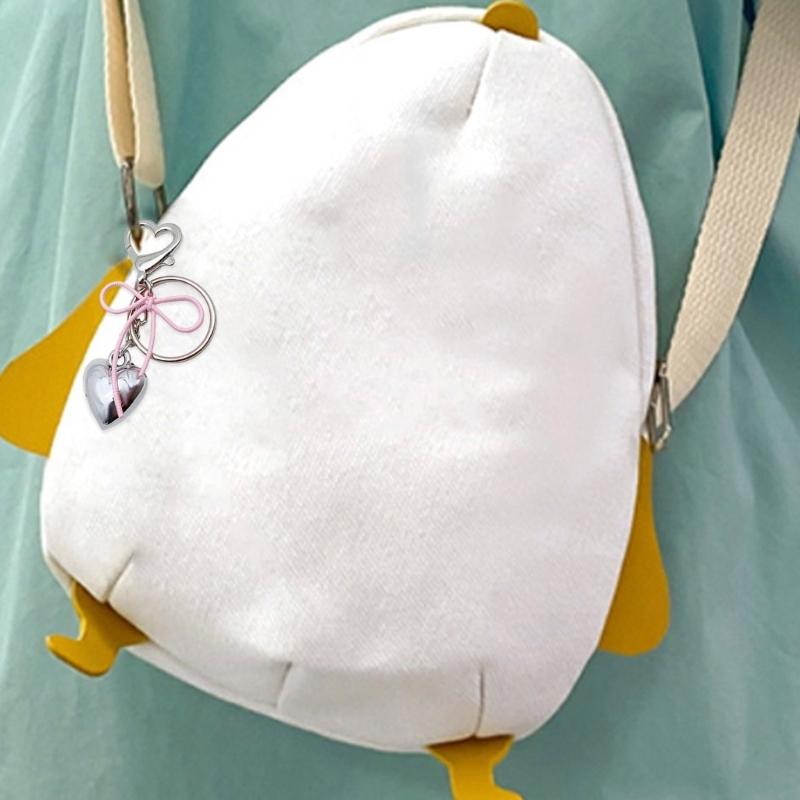 Sweet Bowknot Heart Keychain Pendant Lovely Hanging Decorations Keyring Charm for Purse Bag Backpack Handbag Ornament