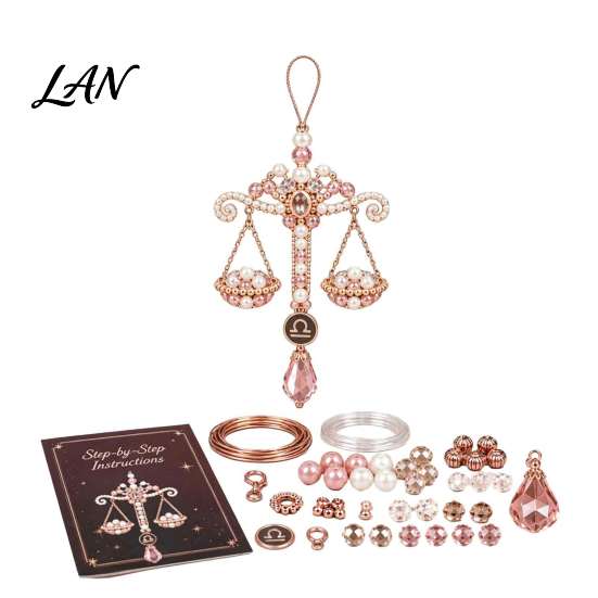 Mother Daughter Craft Projects 12 Zodiac Blessing Beaded Ornament DIY Kit, Beginner Friendly Sign Custom Symbol Keepsakes Beading Set, Hanging