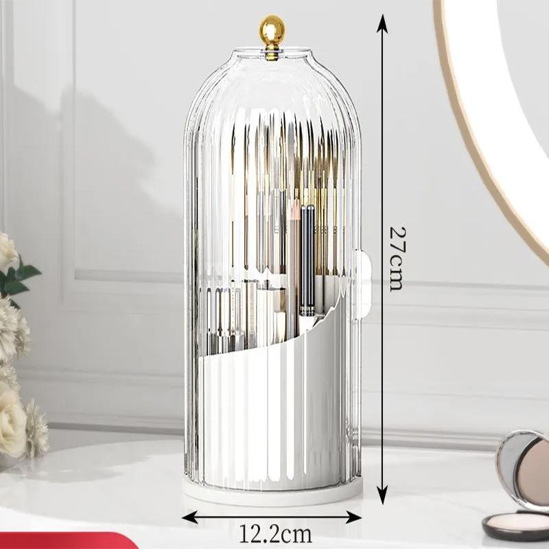 360° Rotary Makeup Brush Holder with Cover Luxury Cosmetics Lipstick Eyebrow Pencil Holder Eye Shadow Storage Box
