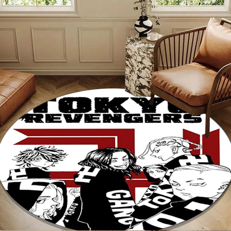 Tokyo anime Round Rug for Livingroom,Bedroom, Palyroom, Chair Rug, Area rug, Circle Carpet, Large Size Fan Christmas gift