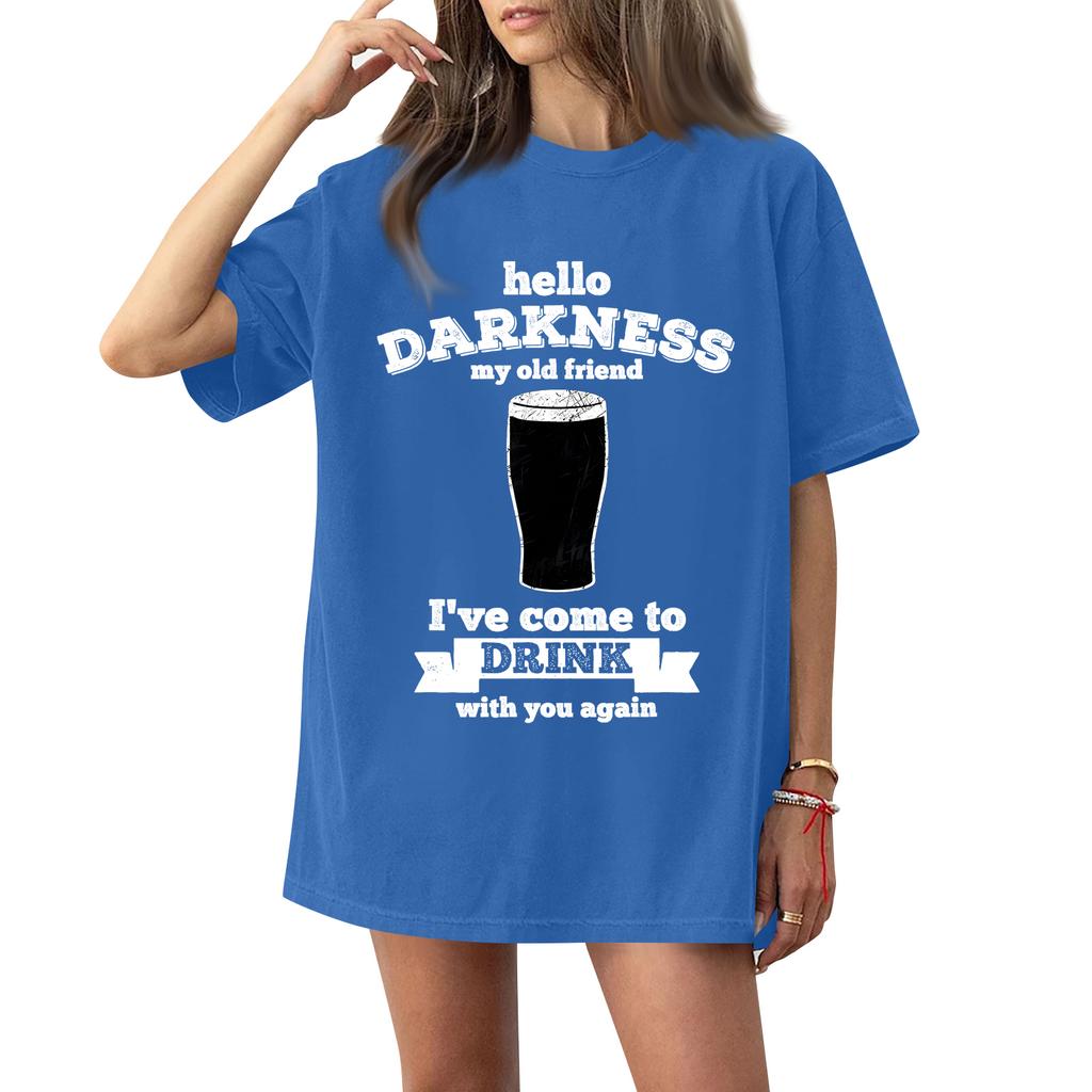 ( Darknss My Old Freend) Women's Fashion Casual Short-Sleeve Neck St. Patrick's Day Printed Shirt/T-Shirt Top