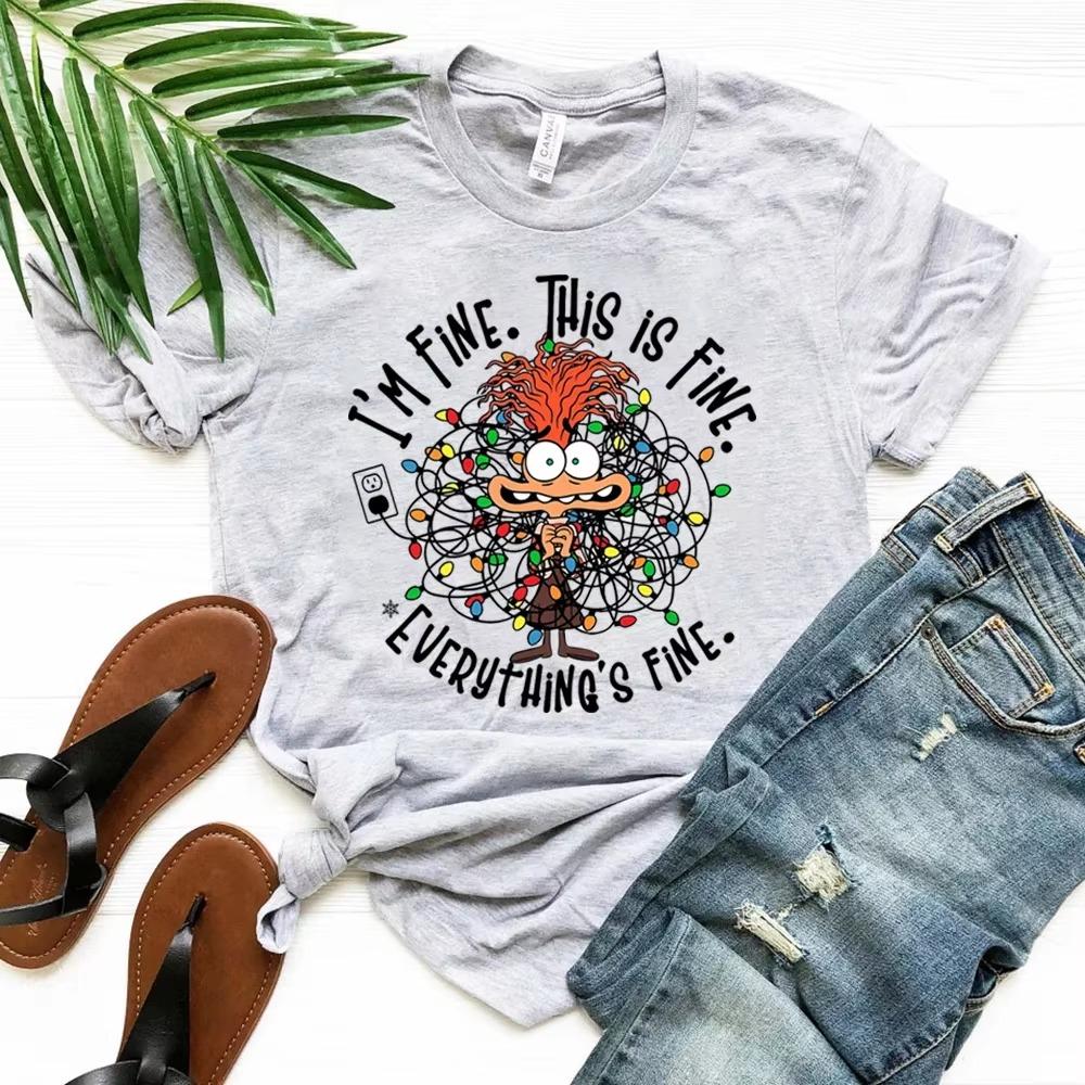 Anxiety Christmas Shirt Everything Is Fine TShirt Inside Out Emotions Tee Emotions Christmas Shirt Christmas Tops Gift S