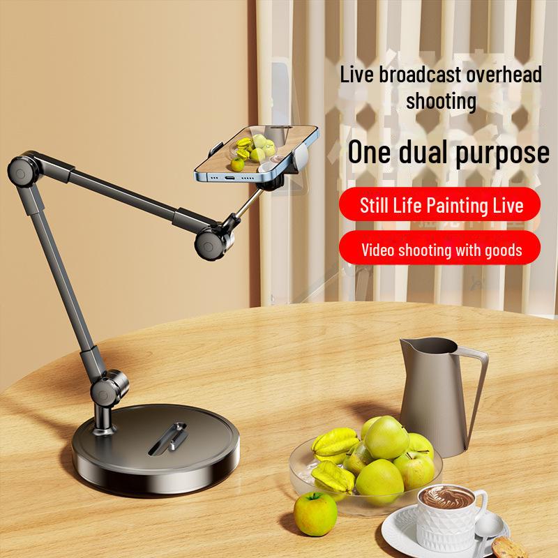 Adjustable Cantilever Stand for Phones, Tablets, iPad, and Switch - Ideal for Desktop Use, Live Broadcasting, Overhead Shooting, and Lazy Viewing.