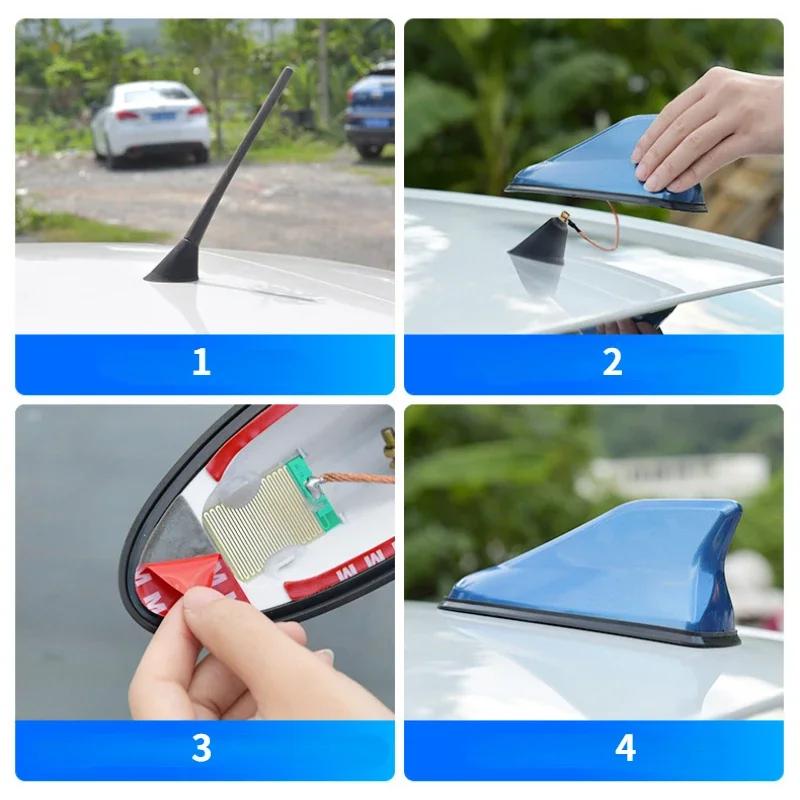 16cm Universal Carbon Fiber Look Car Roof Top Mount Shark Fin Aerial Antenna Toppers Auto Radio AM FM Antenna Signal Amplifier