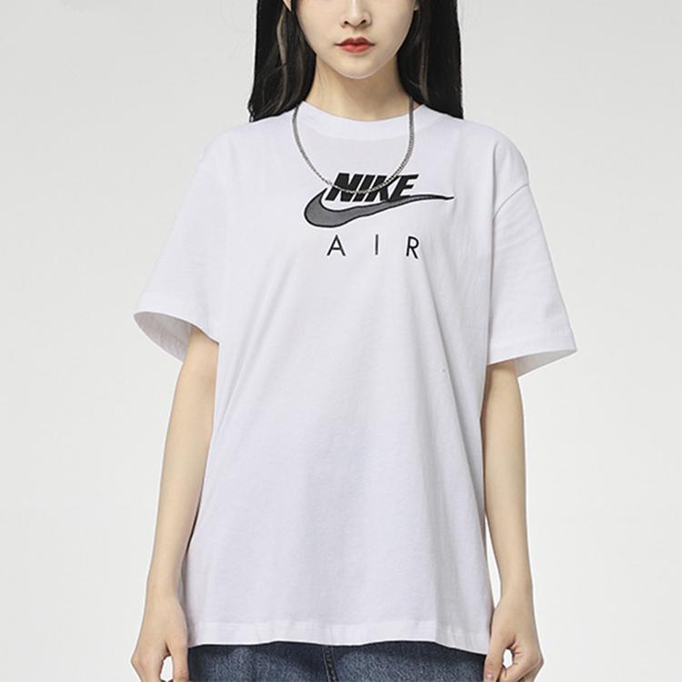 Nike Air Logo Casual Sport Short Sleeve T-Shirt Women Tops White CZ8615-100