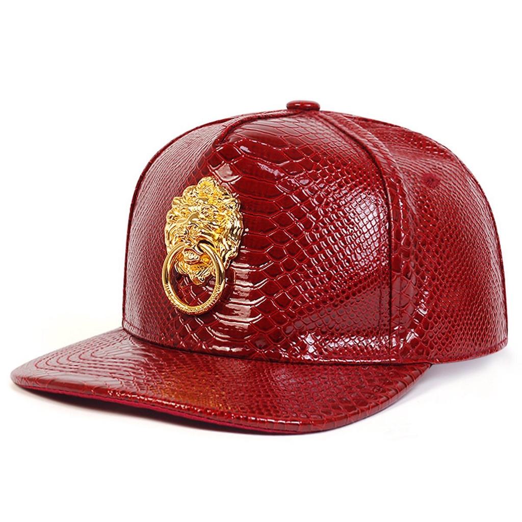 Big Size Crocodile Leatherpattern Baseball Cap Unisex Adjustable Trend Hip Hop Style Cross Skull Flat Brim Duck Tongue Hat