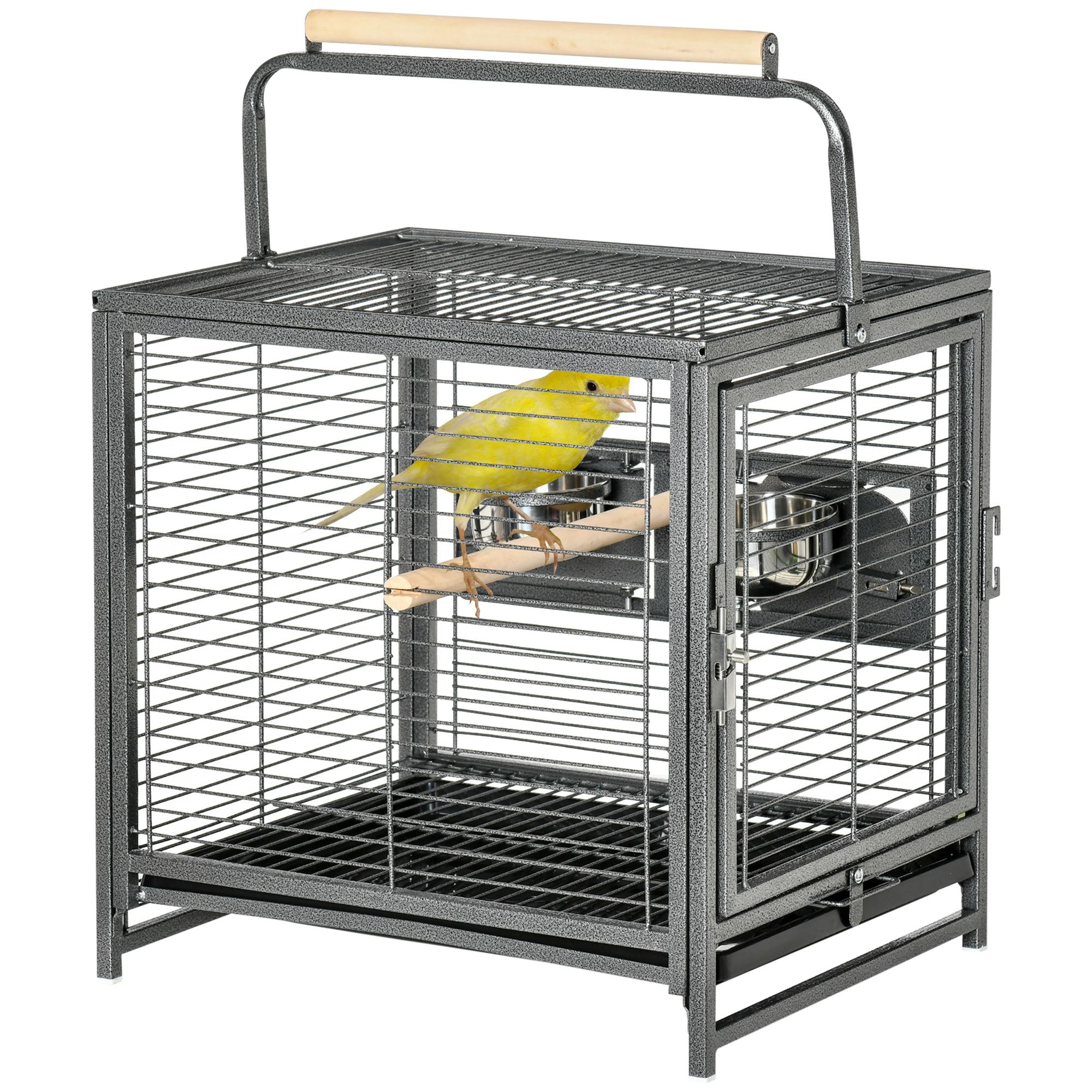 Cage à Perroquet Cage de Transport pour Animal de Compagnie avec Poignée Métallique