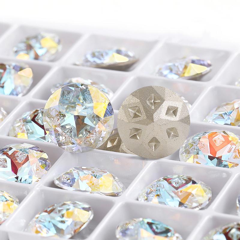 Lan Guang Round Shape K9 Glass Rhinestones Bulk Pointback Crystal Rhinestones for Garment Nail Decoration