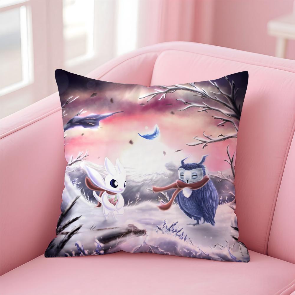 Cute Game O-Ori Cushion Cover Pillowcase Short Plush Invisible Zipper Room Sofa Cushion Cover