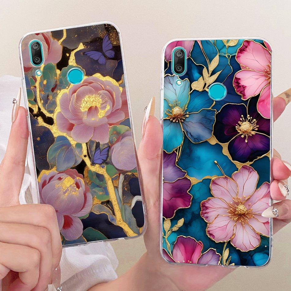 For Huawei Y7 2019 Cute Flower Butterfly Cat Painted Case For Huawei Y7 Y 7 Prime Pro 2019 Soft Silicone TPU Phone Cases