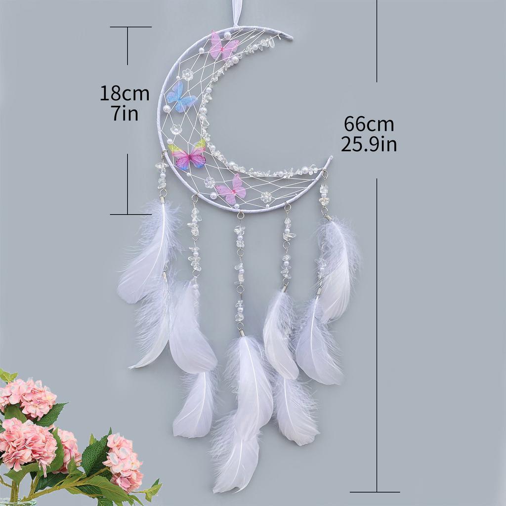 Home Decoration Scandinavian Wind Feather Wind Chime Dreamcatcher Home Decor Hanging Hanging Decoration Handmade Crafts Fairy Moon Ryu Butterfly