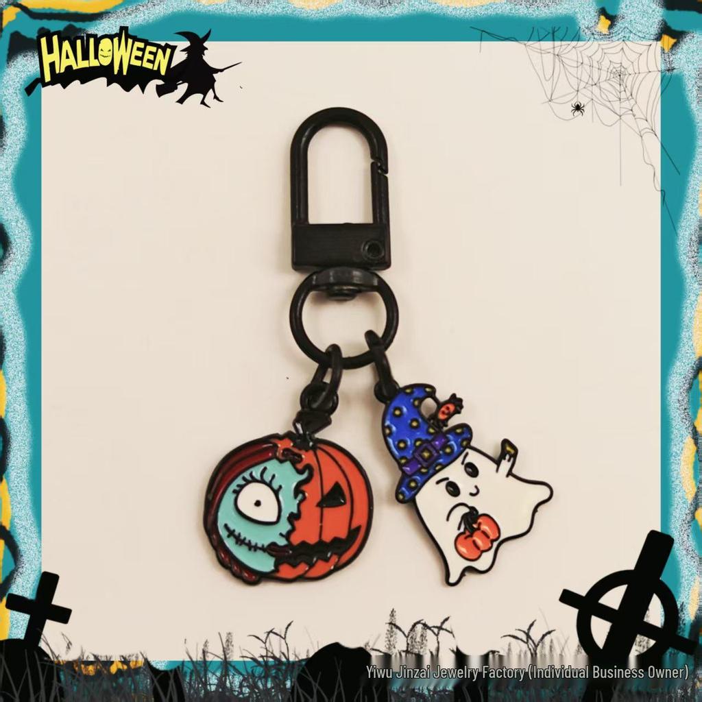 Cross-Border Halloween Skull & Pumpkin Keychain – Metal Ghost Charm Gift