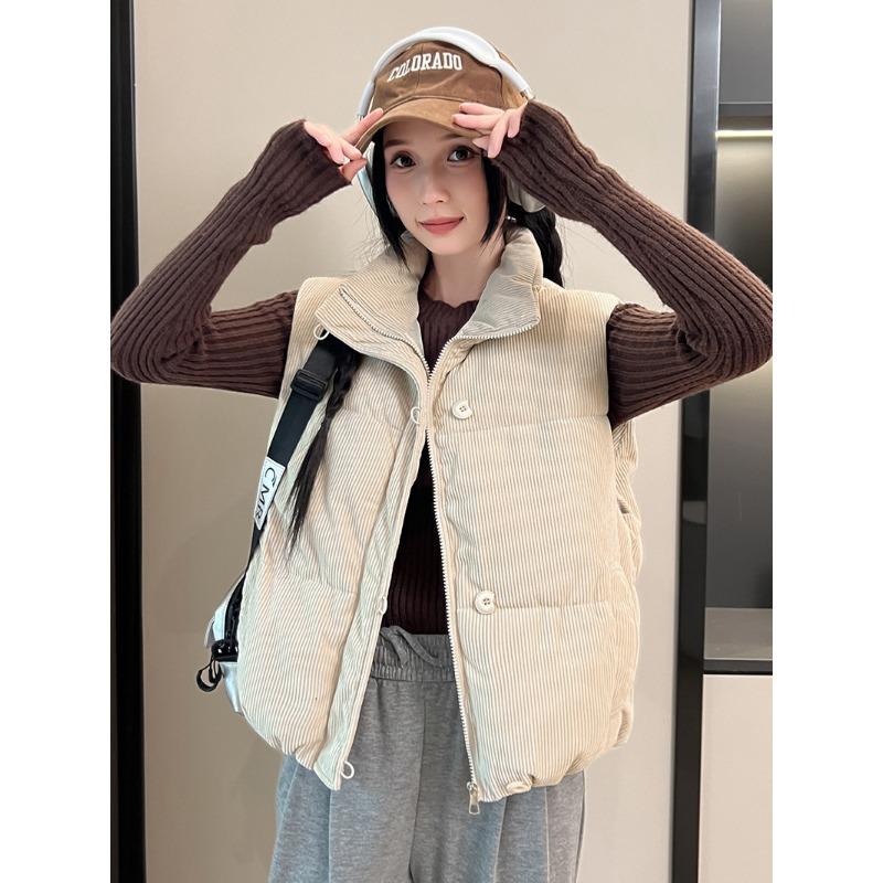 

Новая женская легкая куртка без рукавов со стойкой, однотонная, утолщенная теплая спортивно-повседневная свободная куртка-фонарик из хлопка M