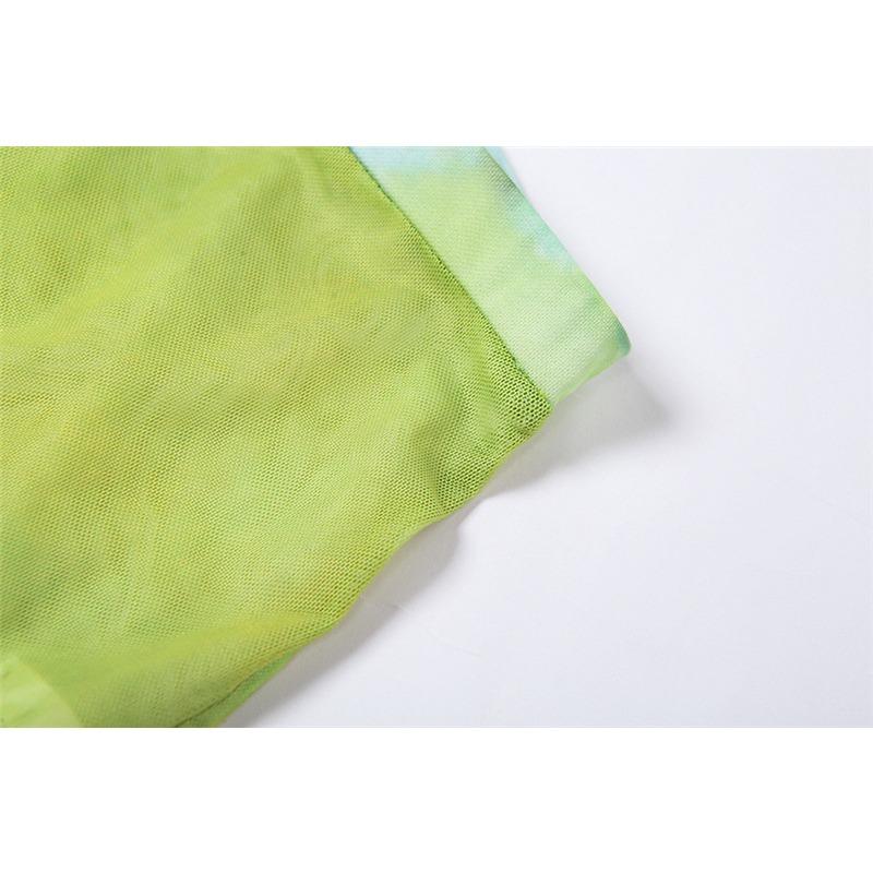 Letní dámské sexy průsvitné síťované potisky prodyšné bokovky úzké ležérní kalhoty s vysokým pasem