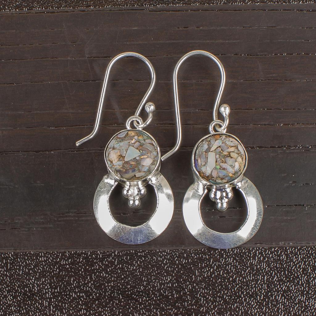 Kupfer Äthiopischer Opal Edelstein Schmuck, 925 Massiver Sterling Silber Schmuck, Handgefertigter Wunderschöner Silber Ohrring Geschenk Für Sie