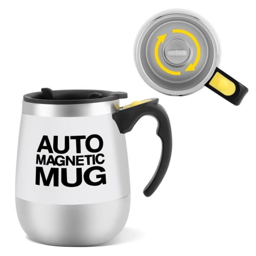 Xuuyuu Automatic Mixer Cup, Stainless Steel Mug with Insulation, Automatic Magnetic Stirring Cup, Automatic Stirring, and Keeps Hot Water Warm (White)