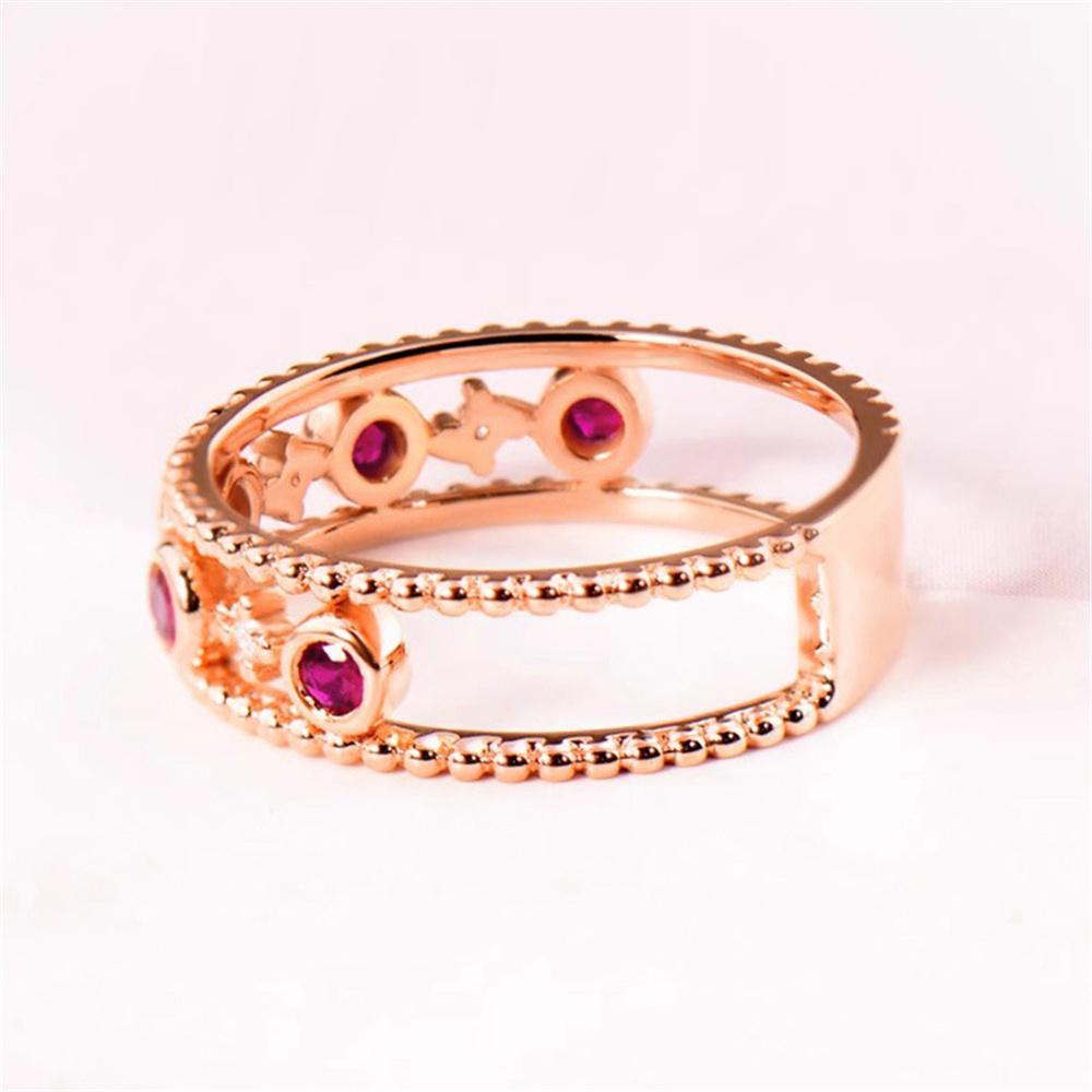 Cute Female White Red Zircon Round Stone Rose Gold Color Wedding Promise Engagement Rings For Women