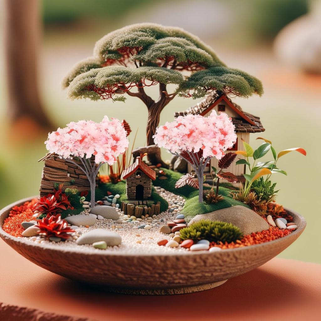 Yardwe Diorama Cherry Blossom Trees, 12 Pieces, for Dioramas, Miniatures, DIY Miniature Nature, Mini Trees, Sandbox Tables, Architectural Models,