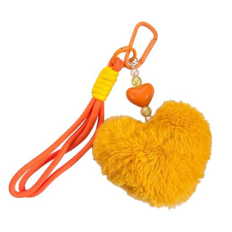Cute Plush Heart Keychain Pendant - Girly Bag Accessory & Car Charm Gift