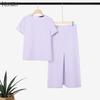 ZANZEA Women Short Sleeve Blouse and Skirts Casual Two Piece Suit Sets