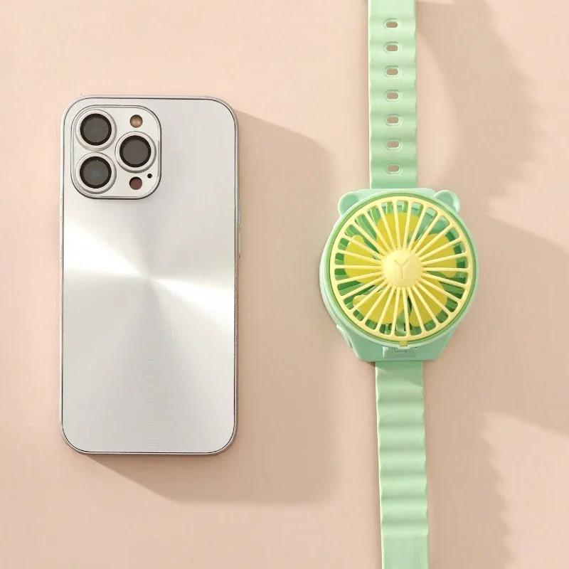 Cartoon Cute Watch Fan Rotatable Outdoor Small Tools Household Personalized Watch Fan Simple Creative Portable Mini Electric Fan