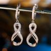 Double Layer Infinity Loop Earrings with Round Cubic Zirconia Accents Hoop Style Dangle Earrings for Women and Girls