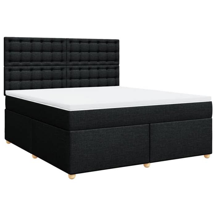 VidaXL Slat Bed Base with Mattress Black 180x200 Cm Fabric 3291375