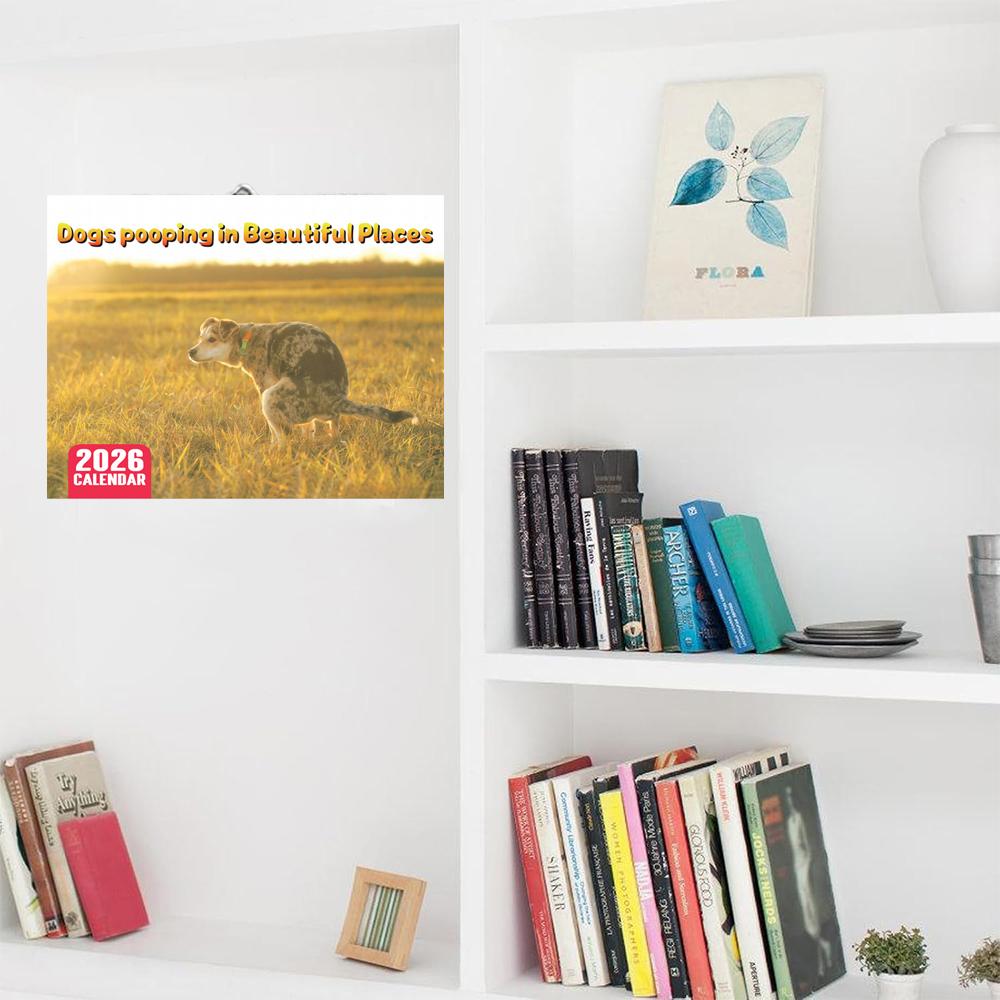 Calendar 2026 Dogs Pooping In Beautiful Places Funny Gag Gifts Thick Paper Wall Calendar Holiday Christmas White Elephant Gifts