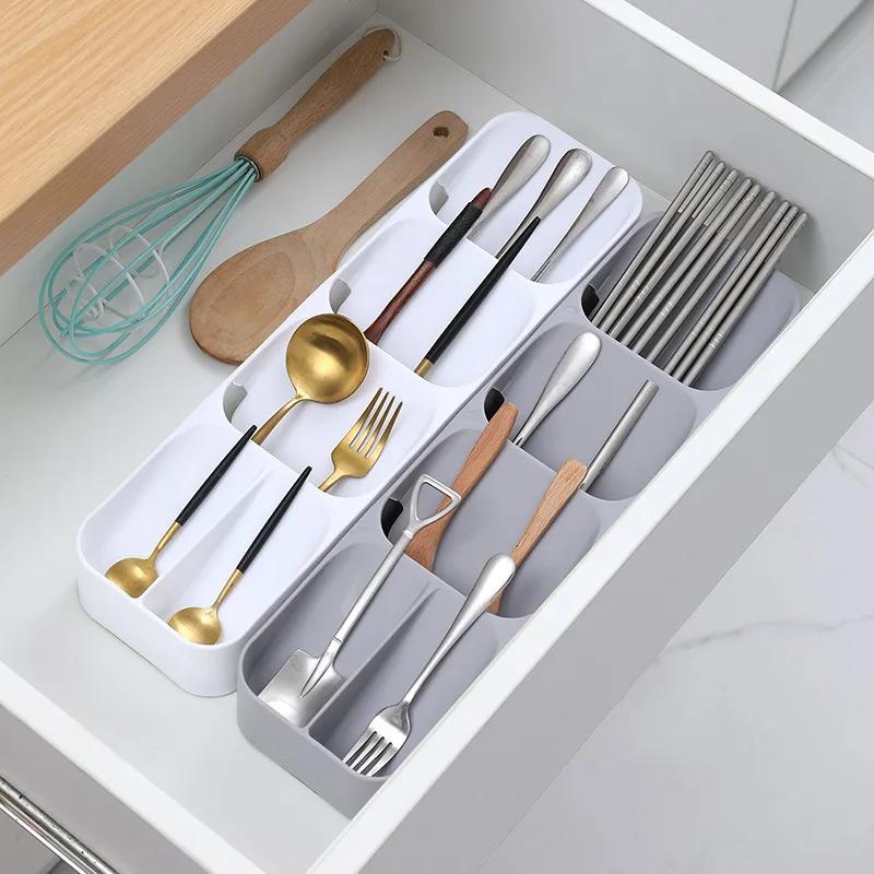 Drawer Storage Box Creative Kitchen Cutlery Organiser Multifunctional Classification Knife and Fork Box Desktop Sundries Box