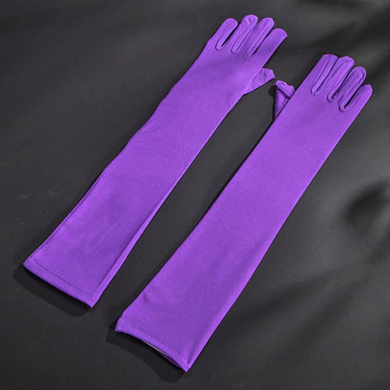 Women Long Spandex Multicolor Solid Retro Cosplay Stage Performance High Stretch Breathable Gloves Drive Cycling