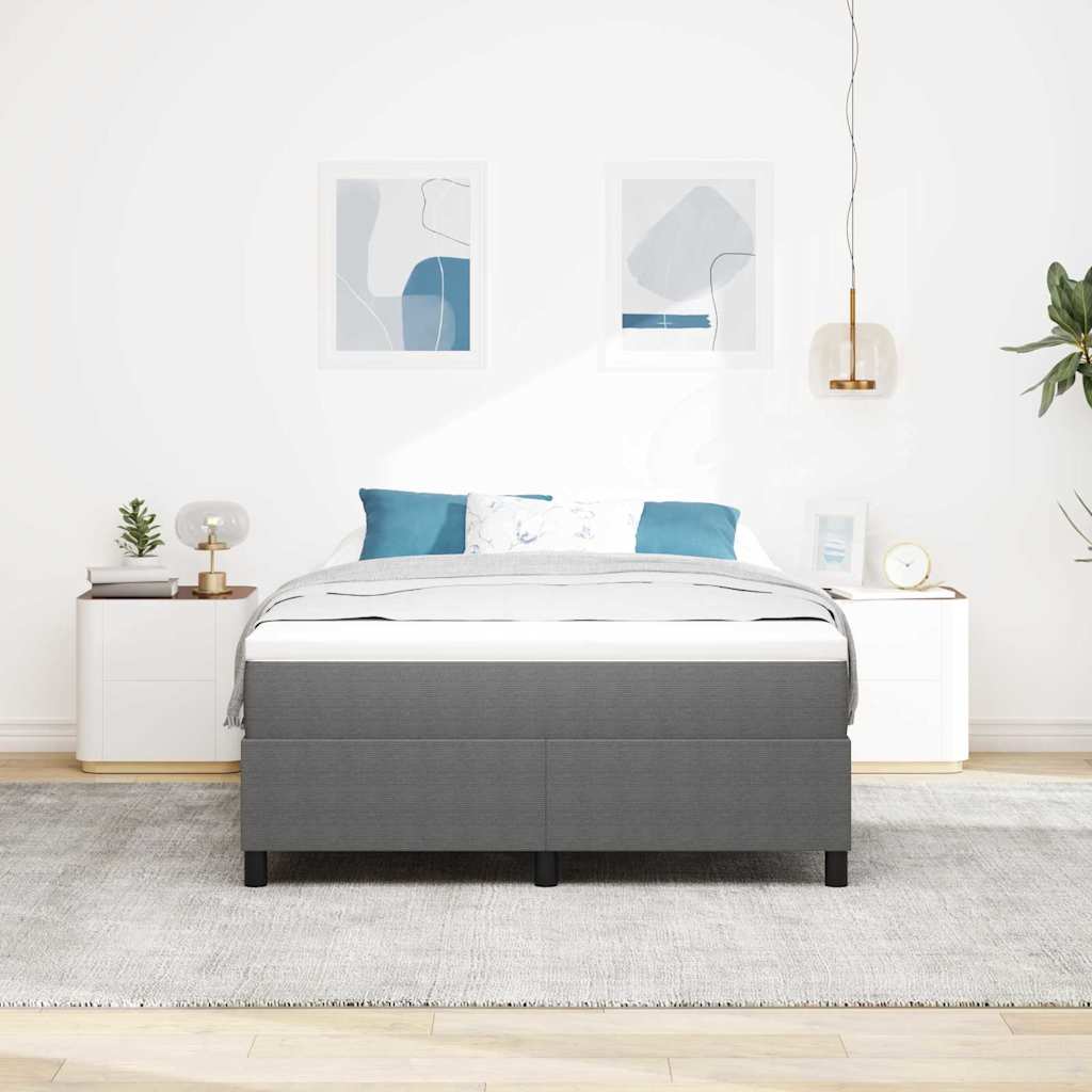 Box Spring Bed in Light Grey and White 140 x 200 cm Cord Fabric