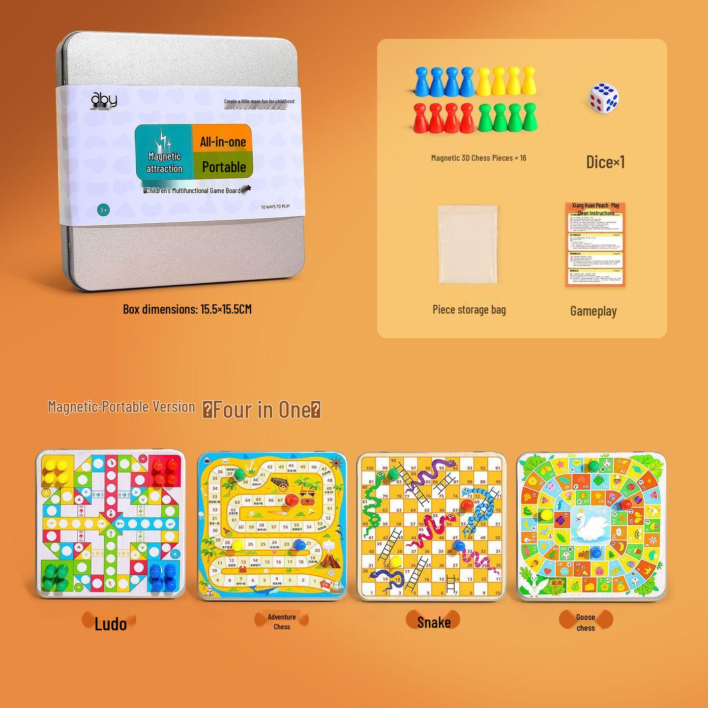 All-in-One Magnetic Board Game Set: Ludo, Chess, Gomoku & More for Kids