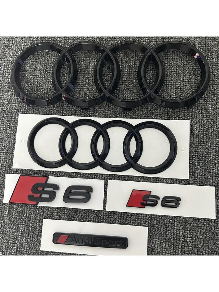 Neues 4-Ringe-Logo ABS Schwarz Für AUDI S6 2020-2023 Auto Motorhaube Frontgrill Emblem Heckklappe Abzeichen Aufkleber 2 Stück S6 1 Stück Audi Sport