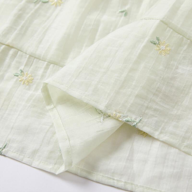 Women's French Floral Embroidered Puff Sleeve A-line Dress