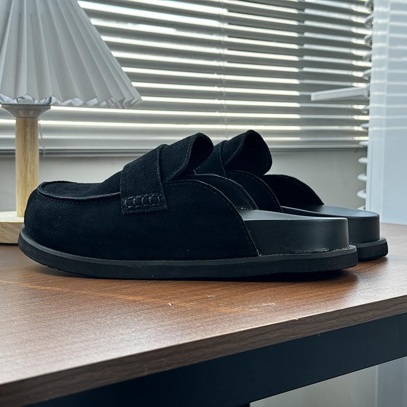 Men's Suede Mule Slippers Comfortable Male Walking Shoes Indoor Outdoor Soft Sole Breathable Flats Handmade Men Casual Shoes