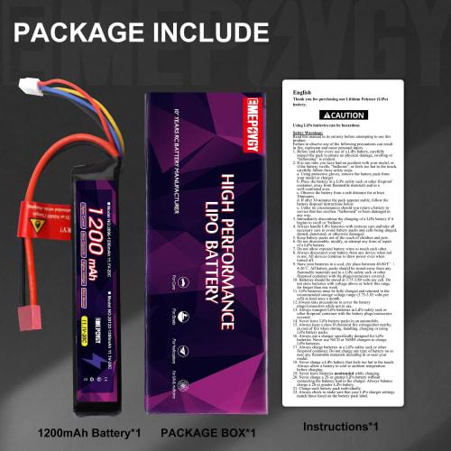 11.1V LiPo 1200mAh 3S 20C LiPo Battery for Electric Guns with Deans Plug