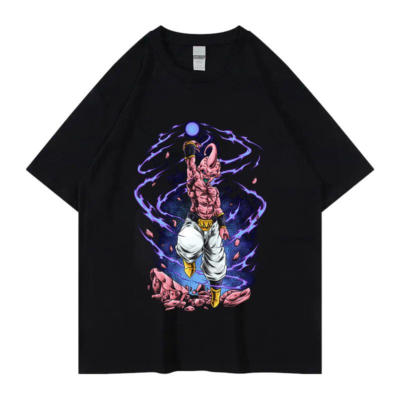 Japanese Animation Dragon Ball Short-sleeved Devil Buou Printed T-shirt Crew Neck Clothes Men and Women Couple Clothing Summer