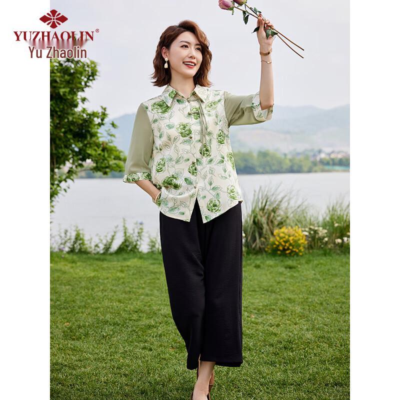 Yuzhaolin Chinese Style Chiffon Shirt & Shorts Set