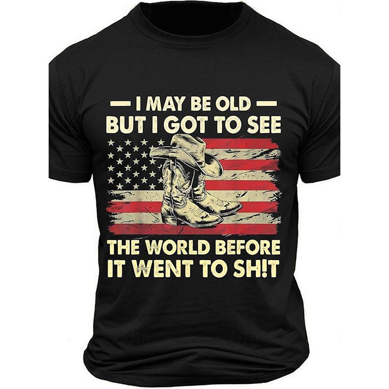 Summer Round Neck 3D Retro Flag Print Top Fashionable Casual Breathable Short Sleeved Men's T-shirts