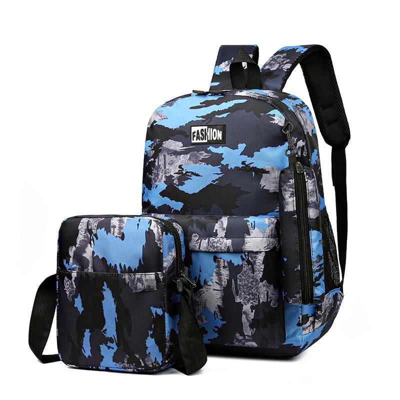 Large Capacity Backpack Outdoor Leisure Travel Backpack Fashion Middle School Student Three-piece School Bag