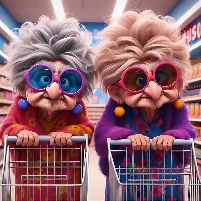 

Забавная пожилая пара 5D DIY Алмазная живопись Портрет Новинка 2024 Полная алмазная вышивка Дерзкая счастливая бабушка Ручная мозаика Домашнее искусство Full Round 25x25CM