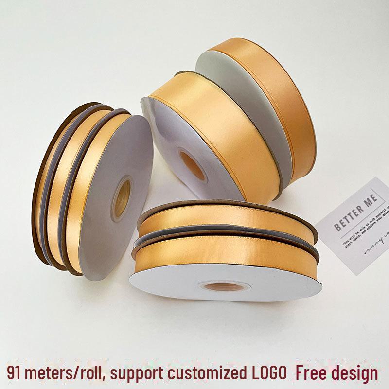 Ljusguld Satinsnöre Set: 2,5 cm Låda, 2 cm, 1 cm & 6 mm Rullar med Fjärilsdekorationer