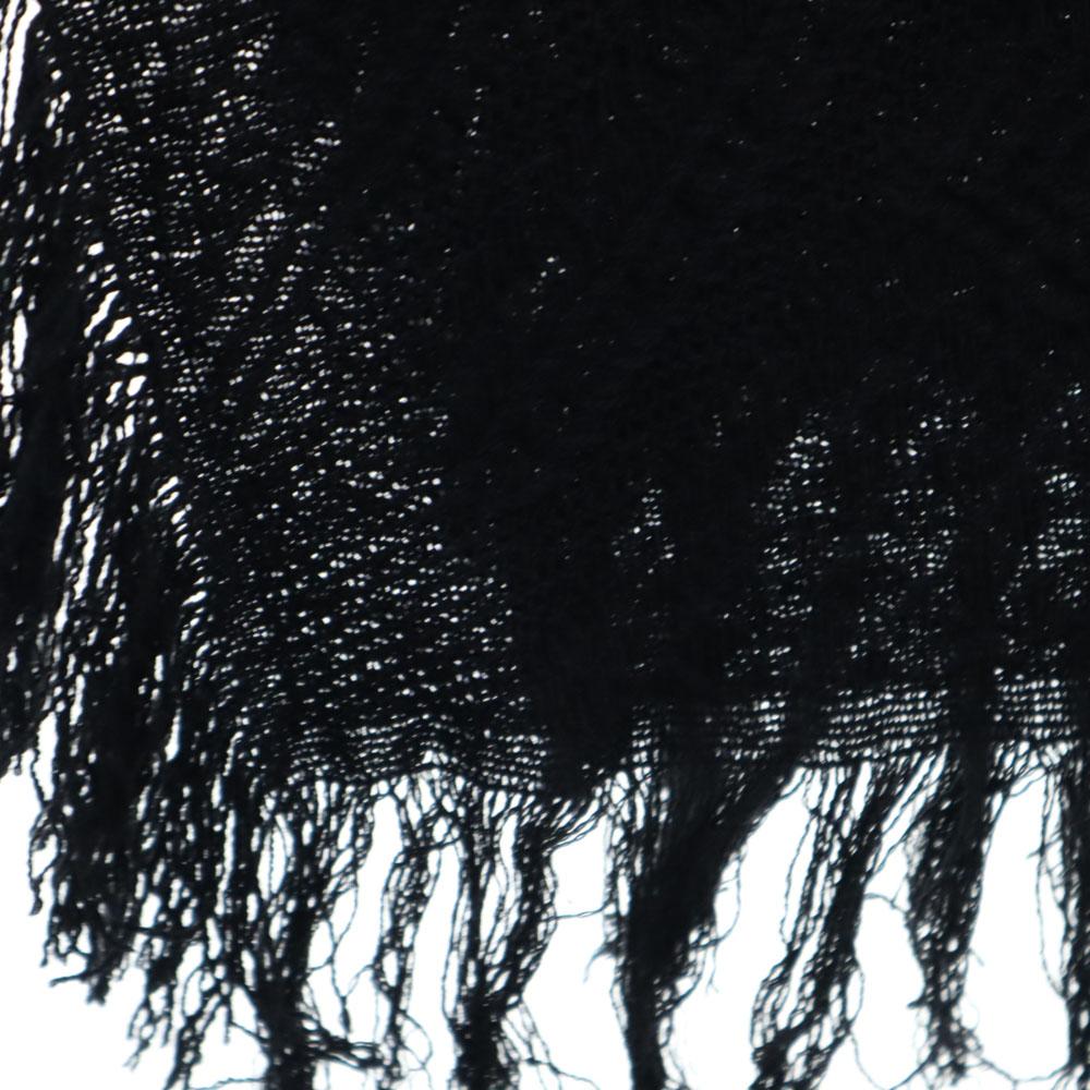 Y's Wool Long Sleeve Fringe Poncho 1 Black Coat Women Used