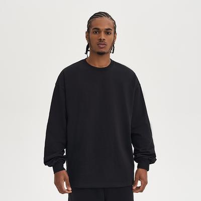 New Solid Color Heavyweight Pure Cotton Loose Basic Bottoming Long-sleeved T-shirt Men's Trendy Color Matching