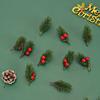 Mini Plastic Simulation Red Berries Bouquet Christmas Artificial Pine Needle Berry Home Party Decor DIY Craft Garland Decoration
