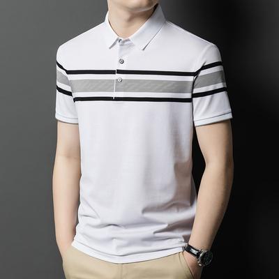 Camiseta de algodón de manga corta para hombre, producto nuevo de verano, polo de rayas versátil, informal, de moda, para jóvenes y de mediana edad para hombres